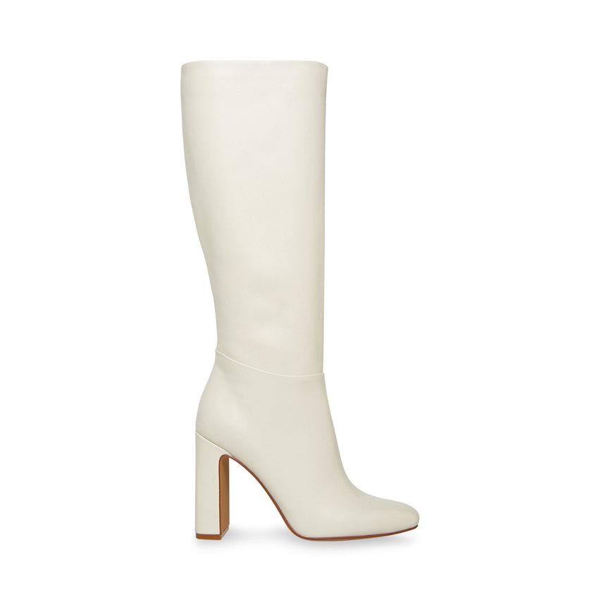 White Steve Madden Ally Leather Women\'s Knee-high Boots | PH 7490LDY